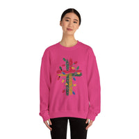 Load image into Gallery viewer, Christmas Cross Sweatshirt, Christian Holiday Lights Cross, Jesus Faith Shirt Gift