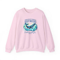 Load image into Gallery viewer, Isaiah 43:2, When You Go Through Deep Waters, Faith Sweatshirt, Bible Verse Shirt, Whale Shirt