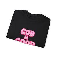 Load image into Gallery viewer, God Is Good Sweatshirt, Pink Retro Shirt, Christian Women&#39;s Faith, Crewneck Pullover
