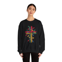 Load image into Gallery viewer, Christmas Cross Sweatshirt, Christian Holiday Lights Cross, Jesus Faith Shirt Gift