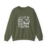 Load image into Gallery viewer, Follow the Word Not the Herd Sweatshirt, Isaiah 8:11-13, Christian Unisex Shirt, Faith Pullover
