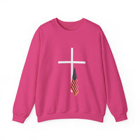 Load image into Gallery viewer, American Flag Cross Shirt - Patriotic Christian Sweatshirt
