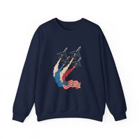 Load image into Gallery viewer, Patriotic Jet Flyover Sweatshirt, American Flag, Unisex USA Shirt, Pride Pullover