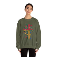 Load image into Gallery viewer, Christmas Cross Sweatshirt, Christian Holiday Lights Cross, Jesus Faith Shirt Gift