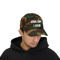 Load image into Gallery viewer, Jesus Saves, I spend Unisex Comfort Ballcap - Snap back adjustable
