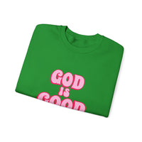 Load image into Gallery viewer, God Is Good Sweatshirt, Pink Retro Shirt, Christian Women&#39;s Faith, Crewneck Pullover
