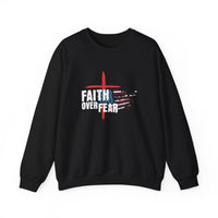 Load image into Gallery viewer, Faith Over Fear, American Flag Shirt, Patriotic Christian Shirt, Faith Cross Shirt, USA Shirt, America Sweatshirt