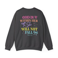 Load image into Gallery viewer, God Is Within Her she will not fall - Women's Christian Crewneck Sweatshirt