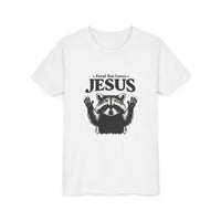 Load image into Gallery viewer, Feral But Loves Jesus Youth Short Sleeve Tee - Fun &amp; Faith-Inspired T-Shirt
