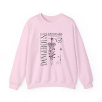 Load image into Gallery viewer, She's Armed and Dangerous, Christian Sweatshirt, Bible Verse Sweater, Women Shirt, Ephesian 6:17