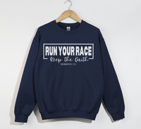 Load image into Gallery viewer, Run Your Race, Keep The Faith - Christian Sweatshirt
