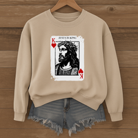 Load image into Gallery viewer, Jesus Is King, Jesus Sweatshirt, Christian King of Hearts Shirt, Jesus Lover Shirt