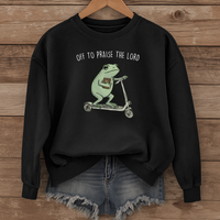 Load image into Gallery viewer, Off to Praise the Lord, Sunday Worship Shirt, Cute Frog, Funny Christian Sweatshirt Gift