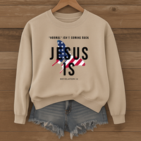 Load image into Gallery viewer, Normal Isn't Coming Back Jesus Is, Revelation 14 Shirt, American Flag Sweatshirt , Christian Patriotic Gifts