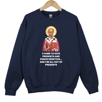 Load image into Gallery viewer, Saint Nicholas Funny Meme Print - Unisex Dark Sweatshirt
