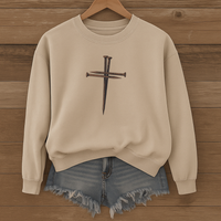 Load image into Gallery viewer, Rustic Nail Cross Sweatshirt, Christian Faith Shirt, Religious Gift for Him or Her, Inspirational Cross Crewneck
