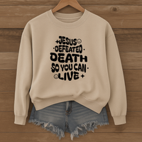 Load image into Gallery viewer, Jesus Defeated Death, Easter Sweatshirt, Christian Faith Shirt, Resurrection Sunday Religious Gift