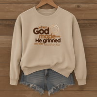Load image into Gallery viewer, When God Made Me He Grinned, Funny Christian Coffee Lover Sweatshirt, Faith Shirt, Sarcastic Christian Shirt