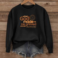 Load image into Gallery viewer, When God Made Me He Grinned, Funny Christian Coffee Lover Sweatshirt, Faith Shirt, Sarcastic Christian Shirt