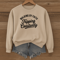 Load image into Gallery viewer, Walking by Faith - Tripping Constantly Light Sweatshirt
