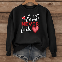 Load image into Gallery viewer, Love Never Fails Valentine Sweatshirt