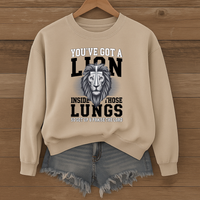 Load image into Gallery viewer, You've Got A Lion Inside Those Lungs - Christian Sweatshirt