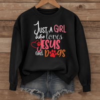 Load image into Gallery viewer, Just a Girl who loves Jesus and Dogs - Cozy Sweatshirt
