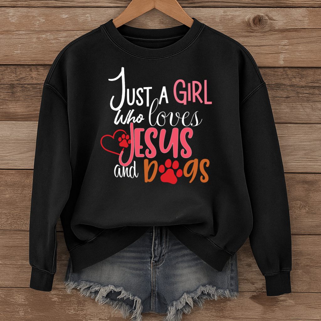 Just a Girl who loves Jesus and Dogs - Cozy Sweatshirt