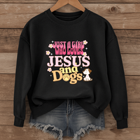 Load image into Gallery viewer, Just a Girl who loves Jesus and Dogs - Cozy Sweatshirt
