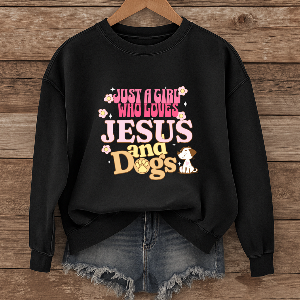 Just a Girl who loves Jesus and Dogs - Cozy Sweatshirt