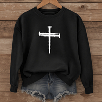 Load image into Gallery viewer, Nail Cross Christian Sweatshirt, Unisex Faith Hoodie, Religious Graphic Pullover Gift