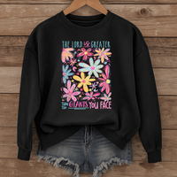 Load image into Gallery viewer, The Lord Is Greater Than the Giants You Face, Floral Christian Sweatshirt, Faith Based Shirt