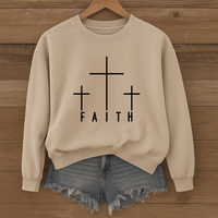 Load image into Gallery viewer, Faith Three Crosses Crewneck Sweatshirt