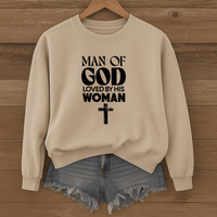 Load image into Gallery viewer, Man Of God Loved By His Woman, Christian Sweatshirt, Gift for Husband, Boyfriend Shirt, Father's Day, Valentines Gift