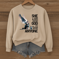 Load image into Gallery viewer, She Who Kneels Before God, Christian Sweatshirt, Armor of God, Bible Verse Shirt