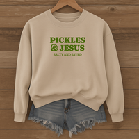 Load image into Gallery viewer, Pickles and Jesus - Salty and Saved Christian Sweatshirt