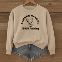 Load image into Gallery viewer, Chicken Raising and Jesus Praising Sweatshirt