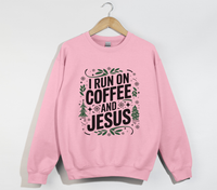 Load image into Gallery viewer, I Run On Coffee And Jesus - Christmas Sweatshirt

