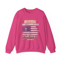 Load image into Gallery viewer, Normal Isn&#39;t Coming Back, Jesus Is Unisex Sweatshirt Religious Crewneck Jumper, Christian Apparel, Inspirational Clothing, Cozy Religious

