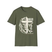Load image into Gallery viewer, Man of Faith, Jesus Lion Cross Shirt, Christian Tee, Bible Verse Shirt, Unisex Tee, Christian Gift