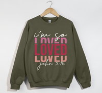 Load image into Gallery viewer, I&#39;m So Loved - John 3:16 Christian Sweatshirt
