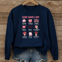 Load image into Gallery viewer, God Says I Am, Women's Sweatshirt, Christian Sweatshirt, Girly Faith Shirt, Cute Gift for Her, Valentines Gift