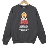 Load image into Gallery viewer, Saint Nicholas Funny Meme Print - Unisex Dark Sweatshirt
