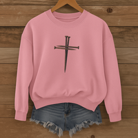 Load image into Gallery viewer, Rustic Nail Cross Sweatshirt, Christian Faith Shirt, Religious Gift for Him or Her, Inspirational Cross Crewneck