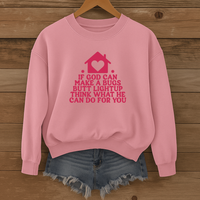 Load image into Gallery viewer, If God Can Make A Bug's Butt Light Up, Valentines Day Heart Gift, Jesus Quote, Funny Christian Sweatshirt