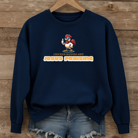 Load image into Gallery viewer, Chicken Raising and Jesus Praising Sweatshirt, Funny Christian Farm Pullover, Faith Based Country Humor Gift