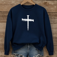 Load image into Gallery viewer, Nail Cross Christian Sweatshirt, Unisex Faith Hoodie, Religious Graphic Pullover Gift