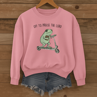 Load image into Gallery viewer, Off to Praise the Lord, Sunday Worship Shirt, Cute Frog, Funny Christian Sweatshirt Gift
