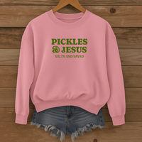 Load image into Gallery viewer, Pickles and Jesus - Salty and Saved Christian Sweatshirt