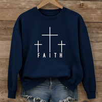 Load image into Gallery viewer, Faith Three Crosses Crewneck Sweatshirt